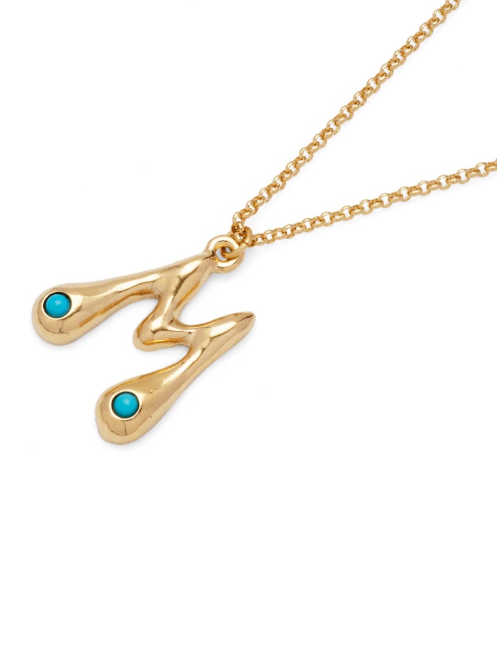 M - Initial Turquoise Bubble Initial Necklace by Mayamar - Picture 1 of 6
